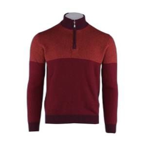 NEW PASHMERE men's pure cashmere angled half zip sweater in lava